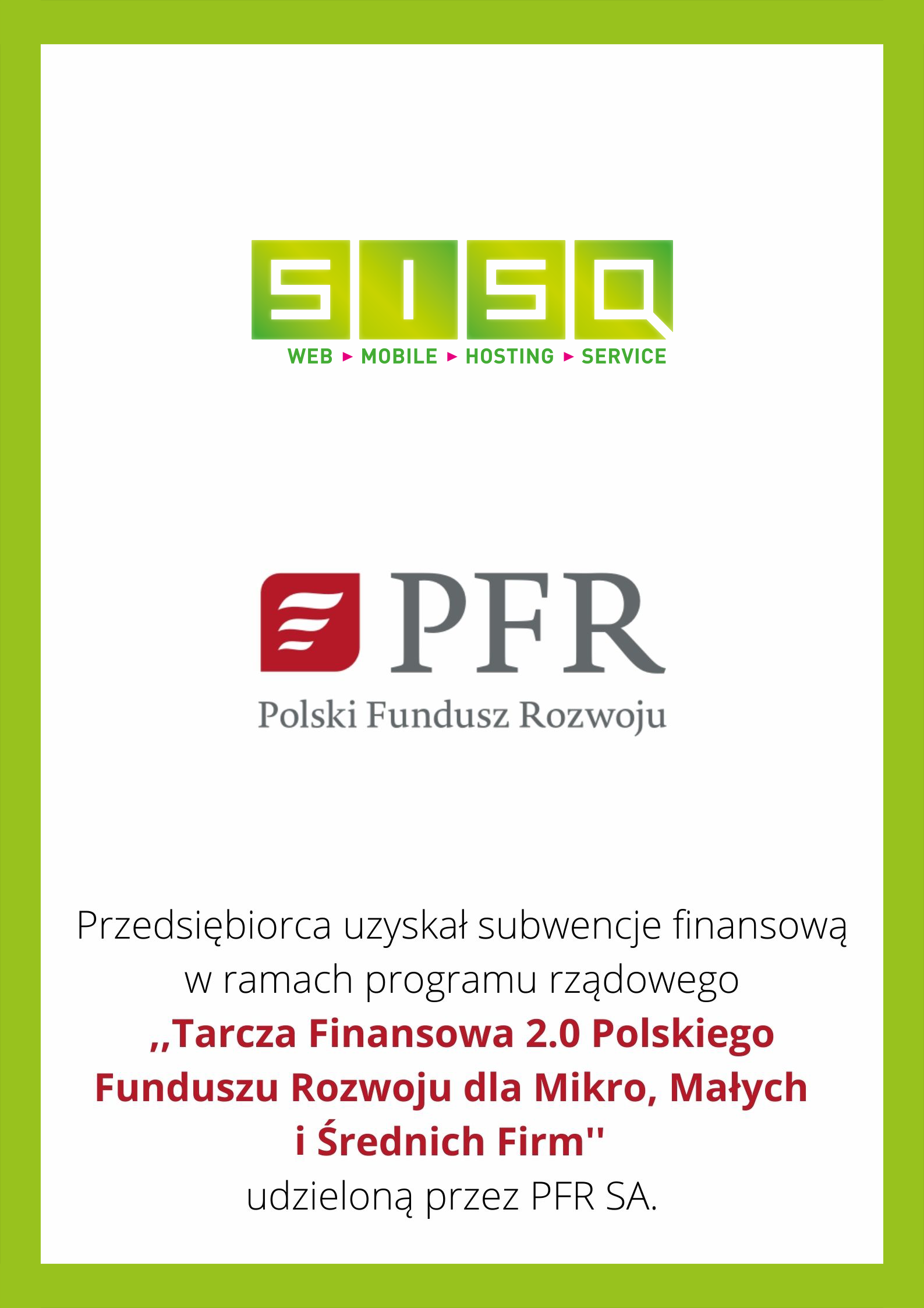 Subwencja PFR S.A. - Tarcza Finansowa 2.0